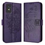 For TCL 403 Embossed Butterfly Leather Phone Case(Dark Purple)