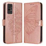 For TCL 405 / 406 / 408 Embossed Butterfly Leather Phone Case(Rose Gold)