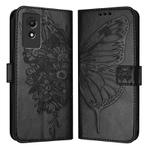 For TCL 501 Embossed Butterfly Leather Phone Case(Black)