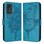 For TCL 501 Embossed Butterfly Leather Phone Case(Blue)