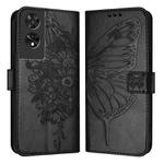 For TCL 505 Embossed Butterfly Leather Phone Case(Black)