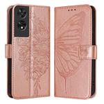 For TCL 505 Embossed Butterfly Leather Phone Case(Rose Gold)