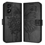 For TCL 50 SE Embossed Butterfly Leather Phone Case(Black)