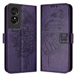 For TCL 505 SE Embossed Butterfly Leather Phone Case(Dark Purple)