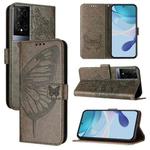 For TCL 50XE 5G Embossed Butterfly Leather Phone Case(Grey)
