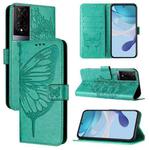 For TCL 50XE 5G Embossed Butterfly Leather Phone Case(Green)