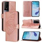 For TCL 50XE 5G Embossed Butterfly Leather Phone Case(Rose Gold)