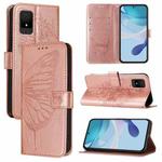 For TCL 502 Embossed Butterfly Leather Phone Case(Rose Gold)