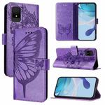 For TCL 502 Embossed Butterfly Leather Phone Case(Light Purple)