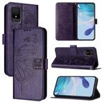 For TCL 502 Embossed Butterfly Leather Phone Case(Dark Purple)