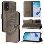 For TCL 50 LE 5G Embossed Butterfly Leather Phone Case(Grey)