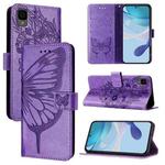 For TCL 30Z T602DL Embossed Butterfly Leather Phone Case(Light Purple)