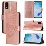 For TCL 30T T603DL Embossed Butterfly Leather Phone Case(Rose Gold)