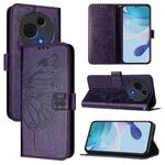 For TCL 60 NxtPaper Embossed Butterfly Leather Phone Case(Dark Purple)