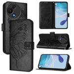 For TCL 60 SE NxtPaper / 605 Embossed Butterfly Leather Phone Case(Black)