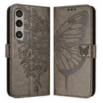 For Sony Xperia 1 VI Embossed Butterfly Leather Phone Case(Grey)
