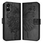 For Sony Xperia 5 V Embossed Butterfly Leather Phone Case(Black)