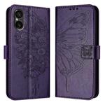 For Sony Xperia 5 V Embossed Butterfly Leather Phone Case(Dark Purple)