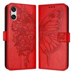 For Sony Xperia 10 VI Embossed Butterfly Leather Phone Case(Red)