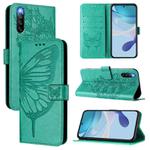 For Sony Xperia 10 IV Embossed Butterfly Leather Phone Case(Green)