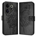 For Tecno Camon 20 Premier 5G Embossed Butterfly Leather Phone Case(Black)