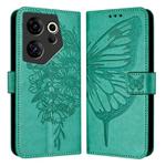 For Tecno Camon 20 Premier 5G Embossed Butterfly Leather Phone Case(Green)