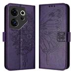 For Tecno Camon 20 Premier 5G Embossed Butterfly Leather Phone Case(Dark Purple)