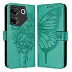 For Tecno Camon 20 Pro 5G Embossed Butterfly Leather Phone Case(Green)