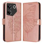 For Tecno Camon 20 Pro 5G Embossed Butterfly Leather Phone Case(Rose Gold)