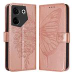For Tecno Camon 20 / 20 Pro 4G Embossed Butterfly Leather Phone Case(Rose Gold)