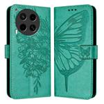 For Tecno Camon 30 4G / 5G Embossed Butterfly Leather Phone Case(Green)