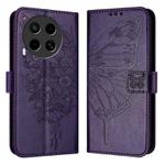 For Tecno Camon 30 4G / 5G Embossed Butterfly Leather Phone Case(Dark Purple)