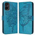 For Tecno Pop 6C / Itel A18 Embossed Butterfly Leather Phone Case(Blue)