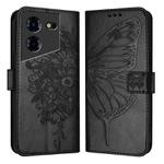 For Tecno Pova 5 Pro 5G Embossed Butterfly Leather Phone Case(Black)