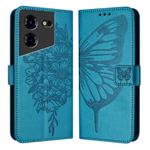 For Tecno Pova 5 Pro 5G Embossed Butterfly Leather Phone Case(Blue)