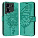 For Tecno Pova 5 Pro 5G Embossed Butterfly Leather Phone Case(Green)