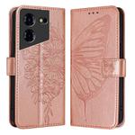 For Tecno Pova 5 Pro 5G Embossed Butterfly Leather Phone Case(Rose Gold)