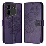 For Tecno Pova 5 Pro 5G Embossed Butterfly Leather Phone Case(Dark Purple)