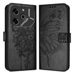 For Tecno Pova 6 5G Embossed Butterfly Leather Phone Case(Black)