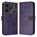 For Tecno Pova 6 Pro Embossed Butterfly Leather Phone Case(Dark Purple)