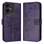 For Tecno Pova Neo 3 Embossed Butterfly Leather Phone Case(Dark Purple)