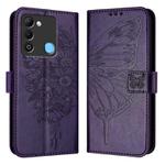 For Tecno Spark 9 Embossed Butterfly Leather Phone Case(Dark Purple)