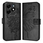For Tecno Spark 20 Embossed Butterfly Leather Phone Case(Black)