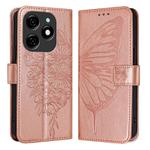For Tecno Spark 20 Embossed Butterfly Leather Phone Case(Rose Gold)