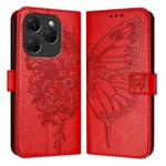 For Tecno Spark 20 Pro Embossed Butterfly Leather Phone Case(Red)