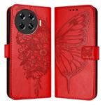 For Tecno Spark 20 Pro+ Embossed Butterfly Leather Phone Case(Red)