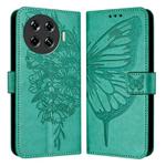 For Tecno Spark 20 Pro+ Embossed Butterfly Leather Phone Case(Green)