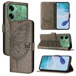 For Tecno Pova 6 Embossed Butterfly Leather Phone Case(Grey)