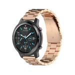 For Ticwatch GTX 22mm Three Buckle Stainless Steel Watch Band(Rose Gold)