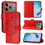 For Tecno Pova 6 Neo Embossed Butterfly Leather Phone Case(Red)